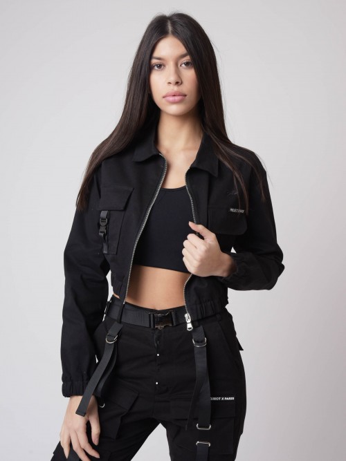 Shirt collar pocket jacket - Black