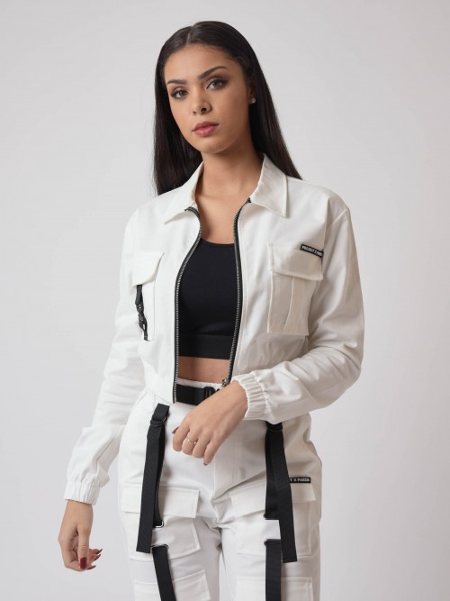Shirt collar pocket jacket - White