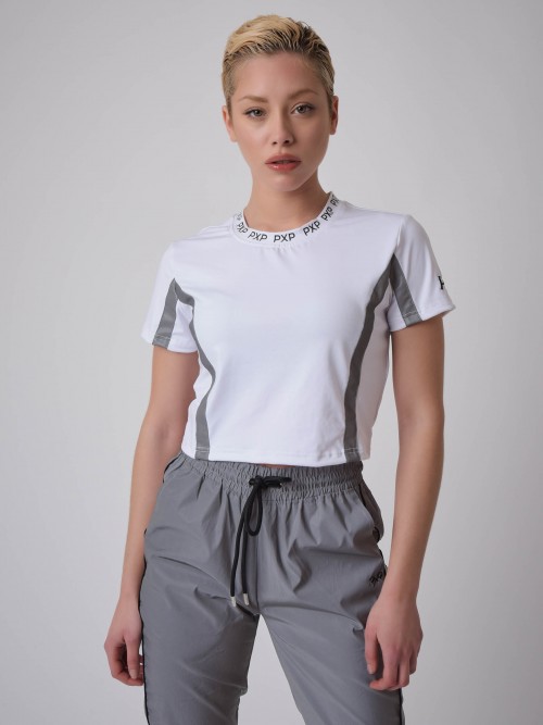 T-Shirt col PXP bande reflect - Blanc