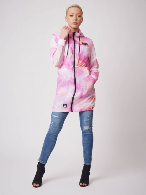 Tie and dye long jacket - White
