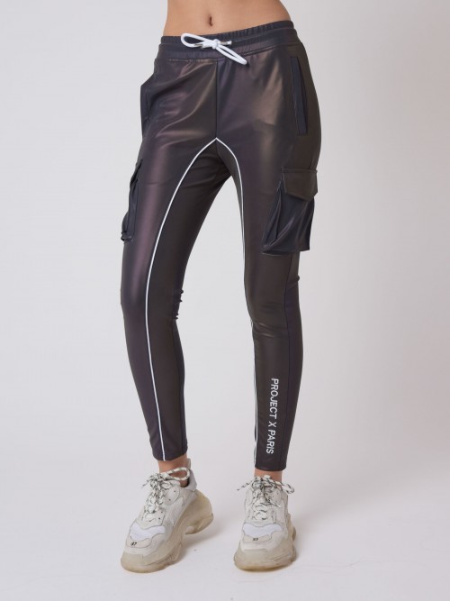 Pantaloni da jogging in tinta unita con cintura a clip in vita - Multicolore