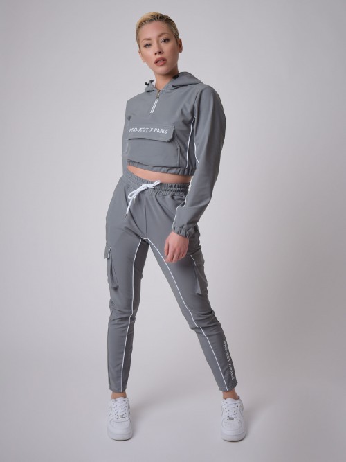 Pull-on hoodie with piping - Reflective