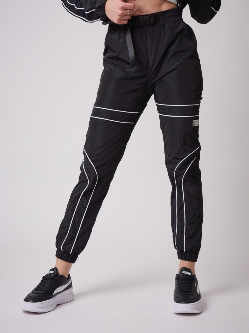 Basic jogging bottoms with piping - Black