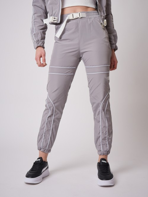 Pantaloni da jogging basic con profili - Grigio chiaro