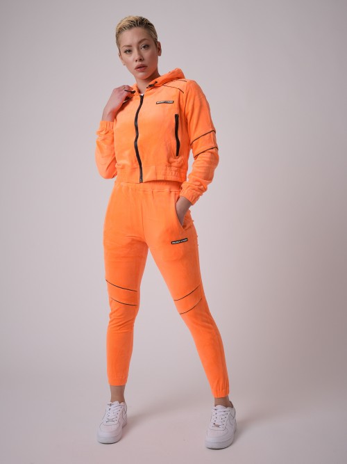 Basic jogging bottoms with contrasting pipings - Orange