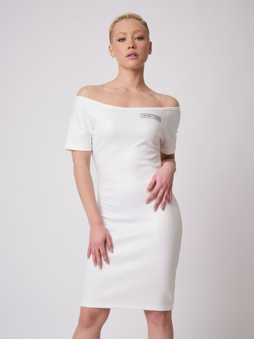 Schulterfreies Kleid - Weiß