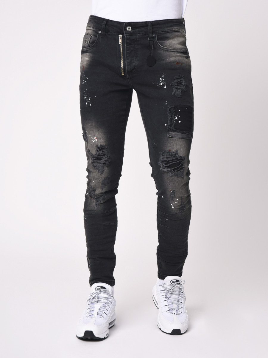 Skinny Jeans with Paint Splatter
