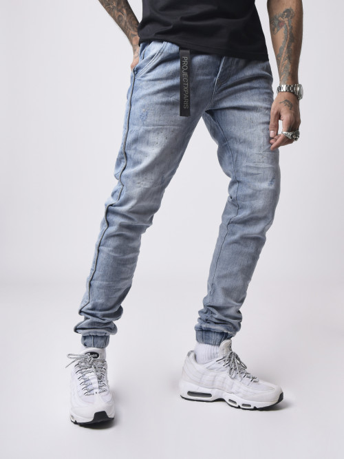 Reflective piping jeans - Light blue