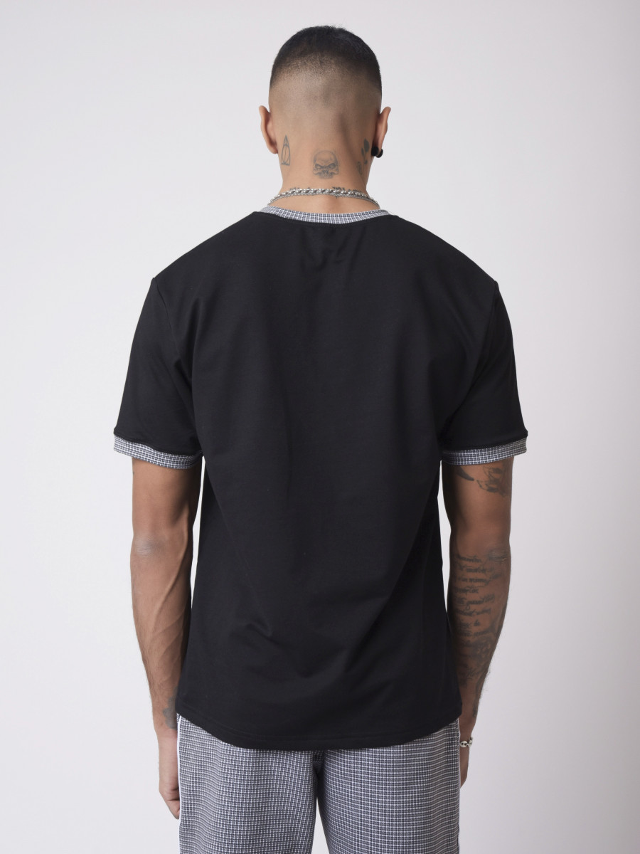 Checked sleeves T-Shirt
