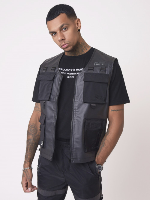 Sheer sleeveless vest - Black