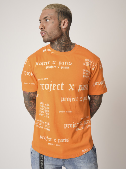 Camiseta con logotipo gótico - Naranja