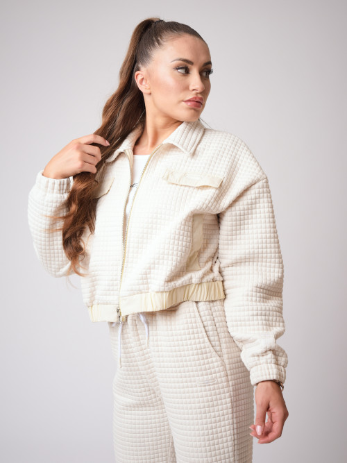 Square quilted short jacket - Ivory