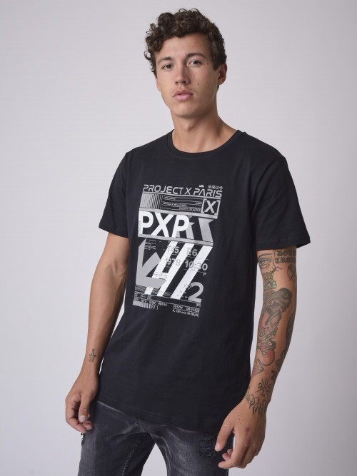 T-shirt com design refletor - Preto