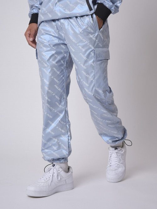 Pantaloni da jogging con logo iridescente - Azzurro