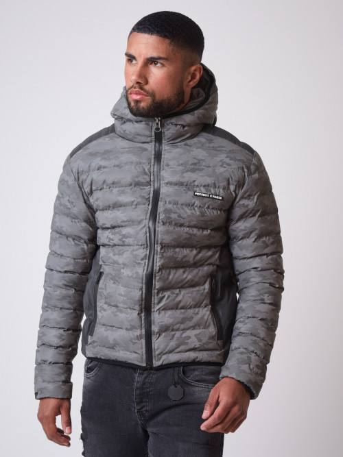 CAMO REFLECT" quilted reflective jacket with camouflage print - Reflective