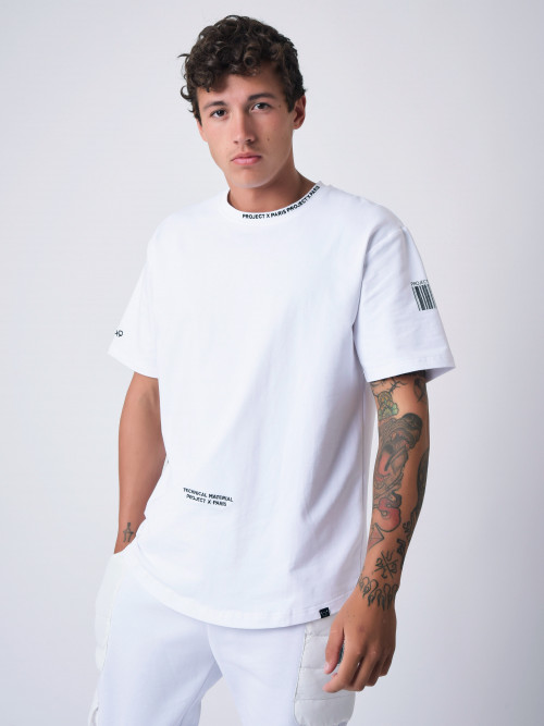 T-Shirt loose Logostickerei - Weiß