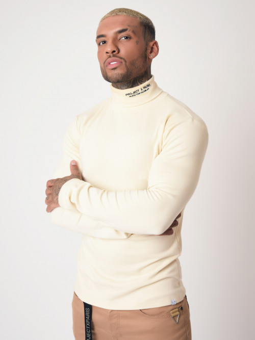 Turtleneck sweater with embroidery - Ivory