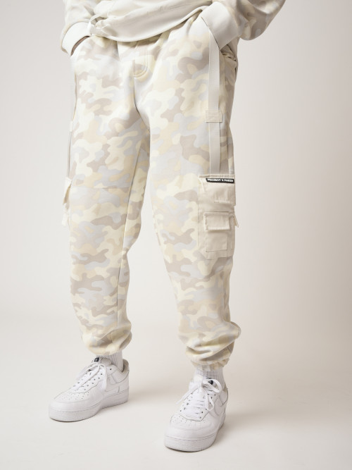 Camouflage print jogging bottoms - Ivory