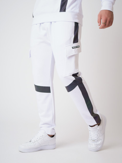 Reflective inset jogging bottoms - White