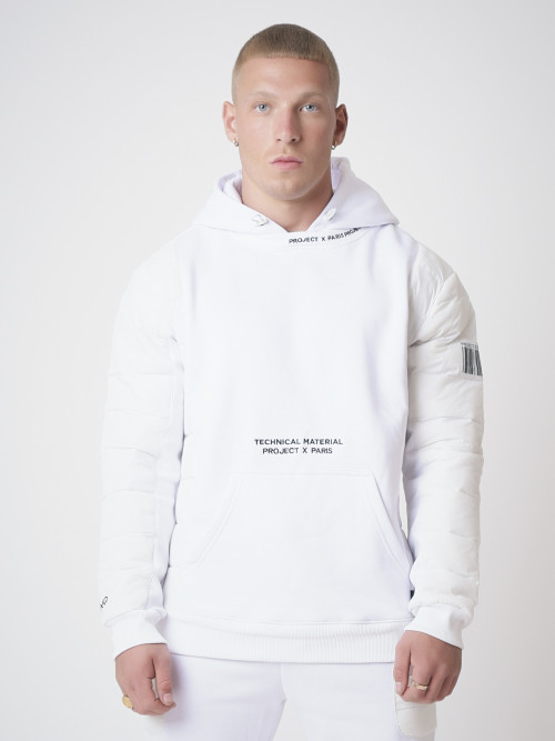 Hoodie with quilted sleeves - White