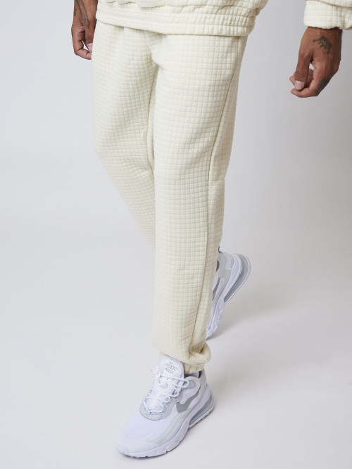Square-padded jogging bottoms - Ivory