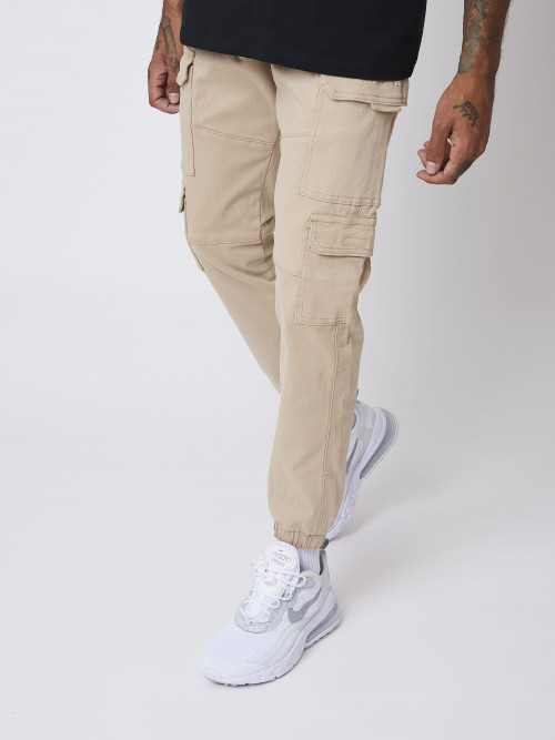 Pantaloni cargo in tela basic - Beige
