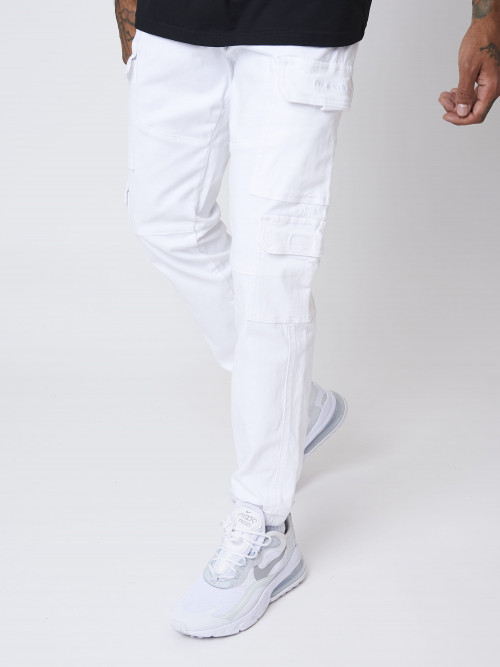Pantalon basic toile style cargo - Blanc