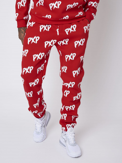 Pantalón de chándal unisex PXP "brush" all-over - Rojo