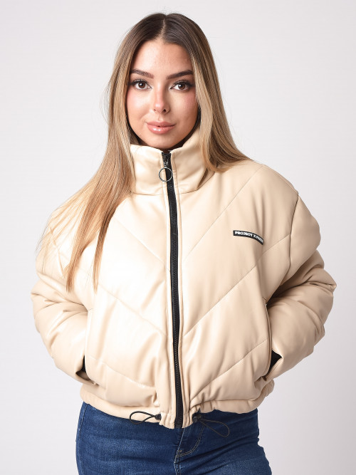 Short oversized down jacket - Ivory