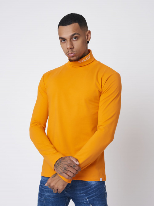Jersey de cuello alto con bordado - Naranja