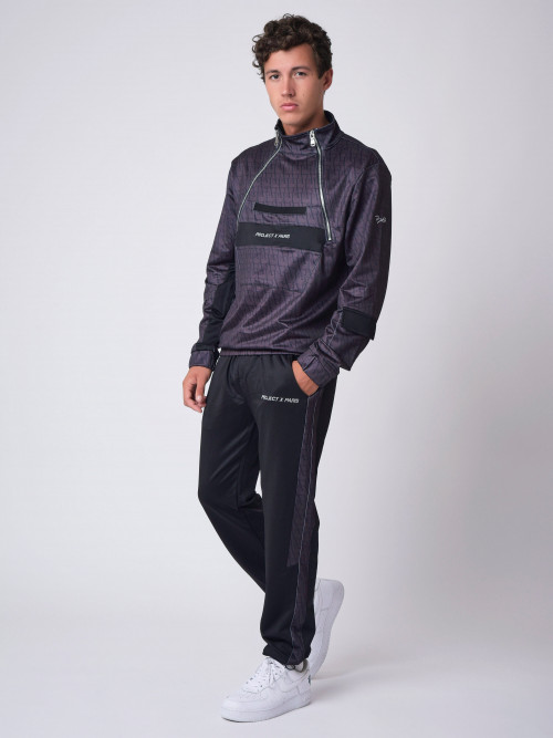 Sweatshirt im Stil eines Windbreakers mit Monogramm-Muster - Schwarz