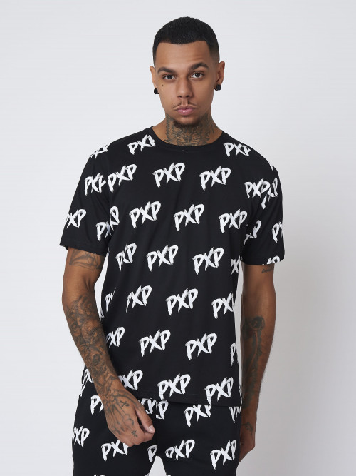 Camiseta PXP unisex con escobillas por todas partes - Negro