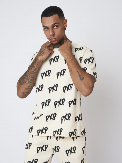 Camiseta PXP unisex con escobillas por todas partes - Marfil