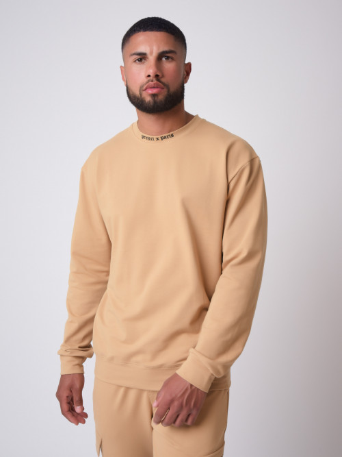 Gothic print round-neck sweatshirt - Camel