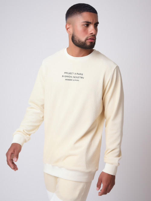 Loose Sweatshirt aus Cord - Elfenbein