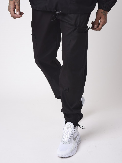 Pantalon style cargo elastiqué - Noir