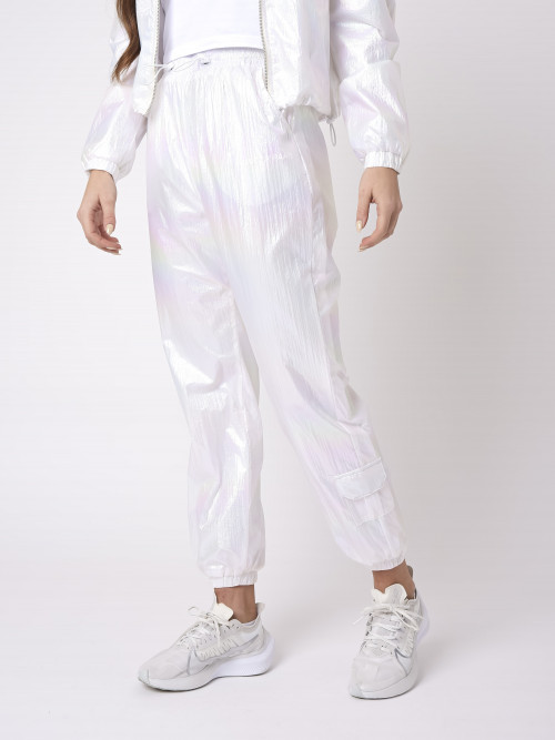 Pantalon matière irisée - Blanc