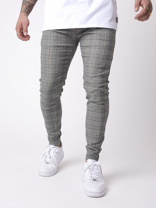 Slim-fit plaid pants - Light grey