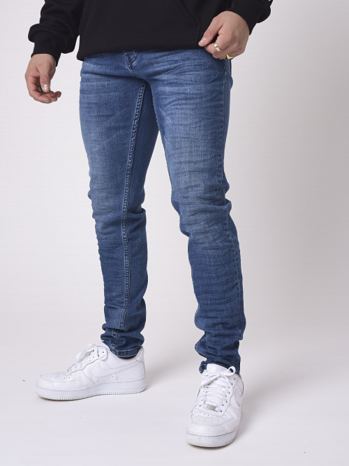 Jeans pitillo azules básicos - Azul