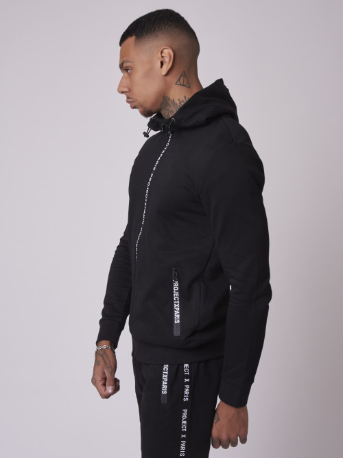 Basic zip logo hoodie - Black