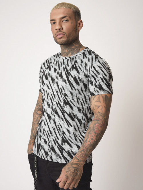 T-shirt com estampado de zebra - Preto
