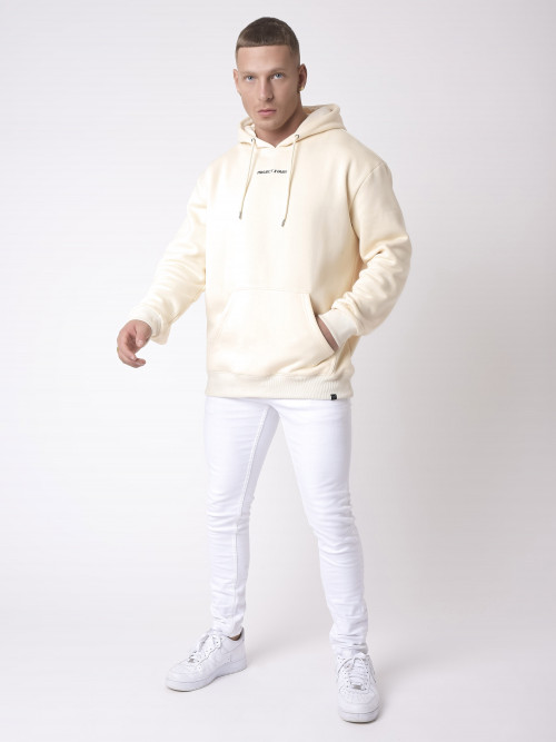 Hoodie basic print reflect - Ivoire