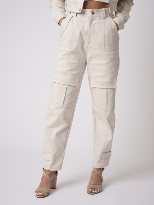 Pantalones anchos básicos - Marfil