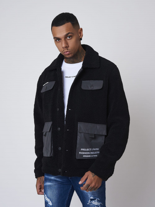 Sheepskin wool effect jacket - Black