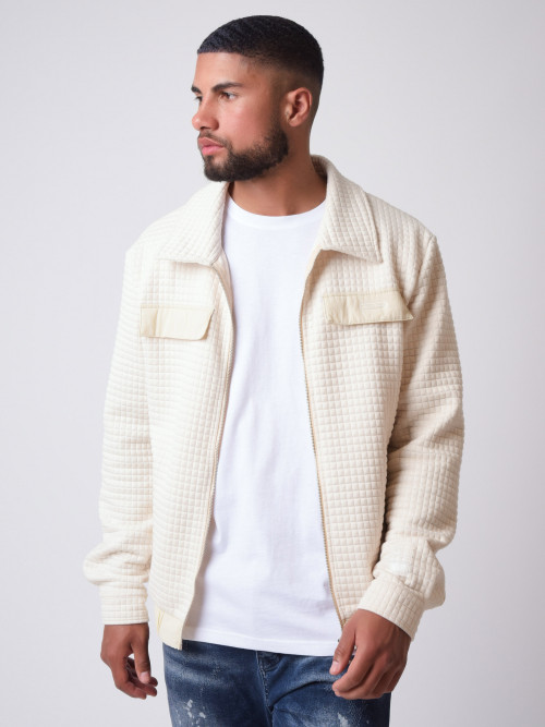 Jacket with square quilting - Ivory