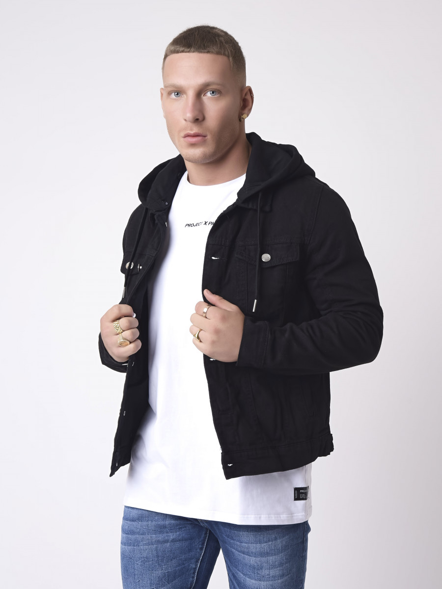 Denim style Jacket with removable hood