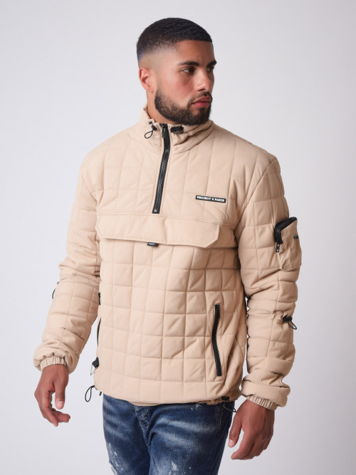 Square quilted pull-on jacket - Beige