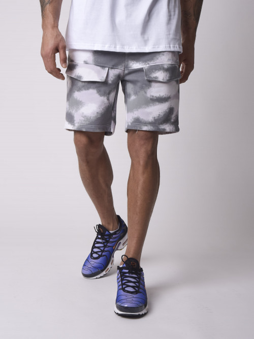 Shorts mit abstraktem Camouflage-Muster - Hellgrau