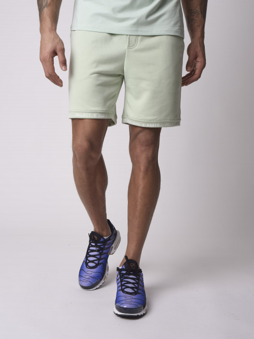 Yoke shorts with text message - Water green