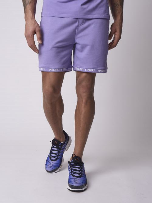 Yoke shorts with text message - Purple